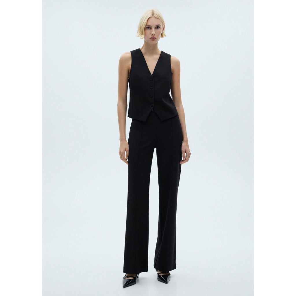 Straight Knit Trousers - Black