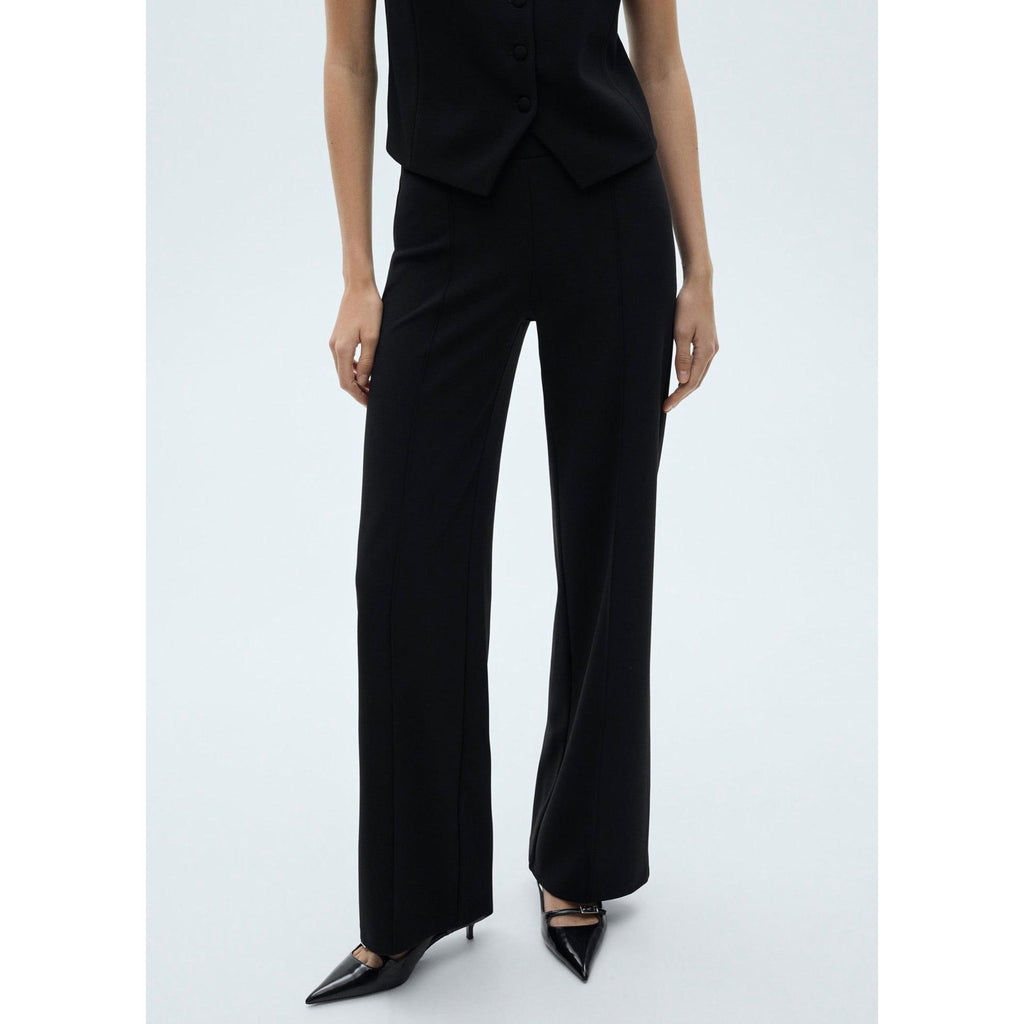 Straight Knit Trousers - Black