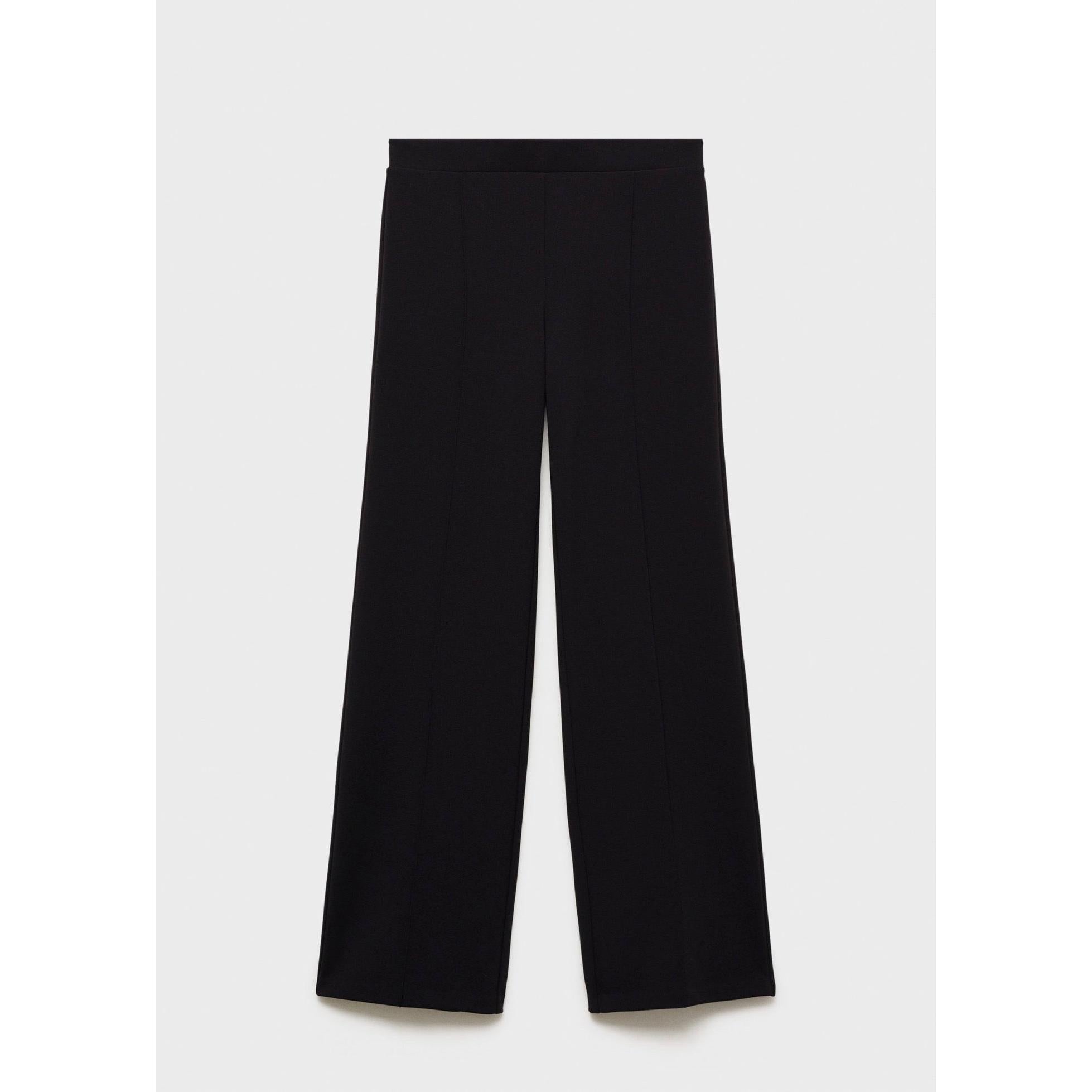 Straight Knit Trousers - Black