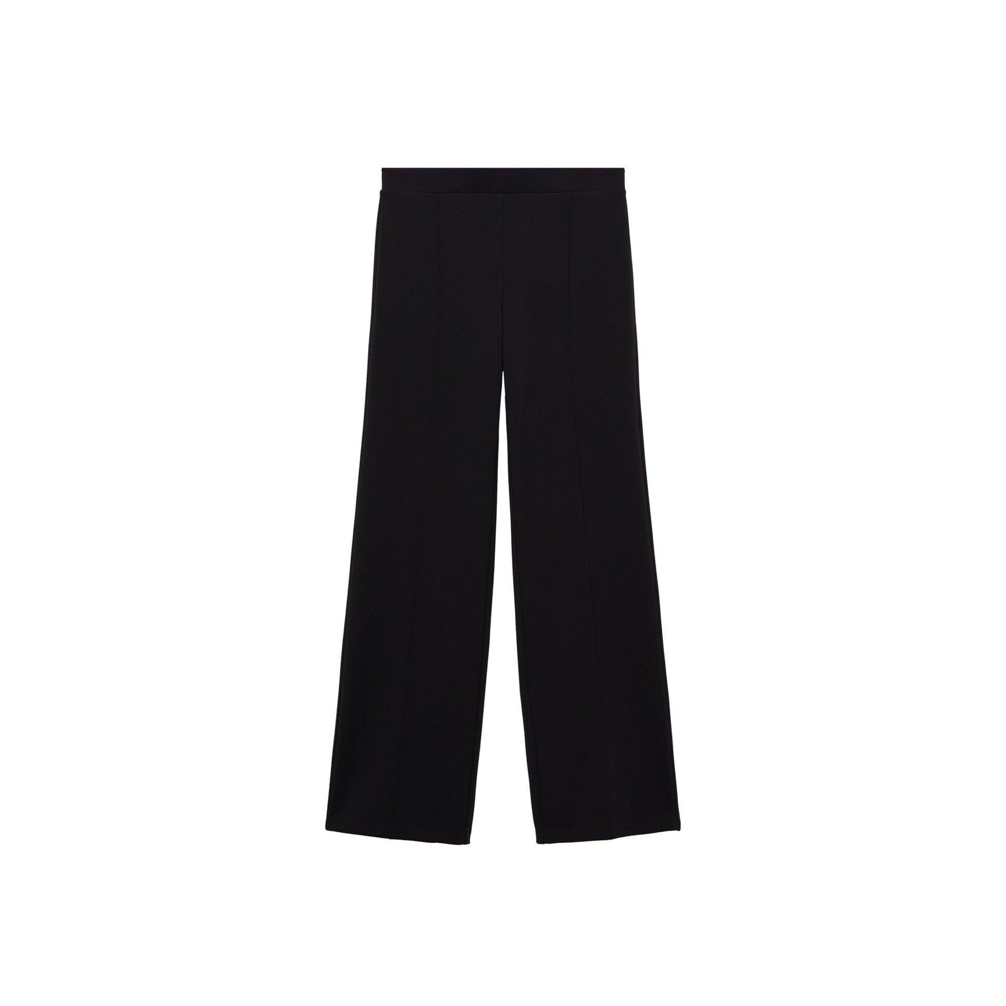 Straight Knit Trousers - Black