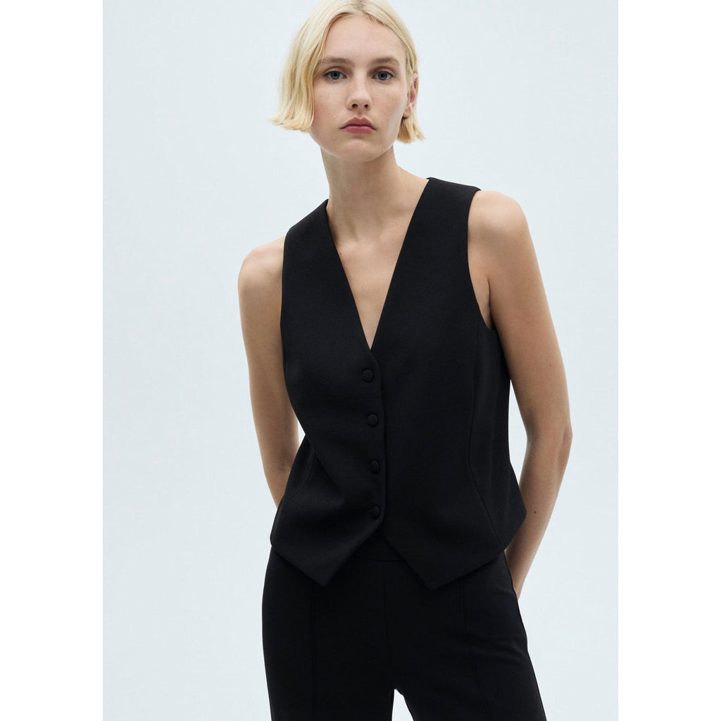 Straight Knit Trousers - Black