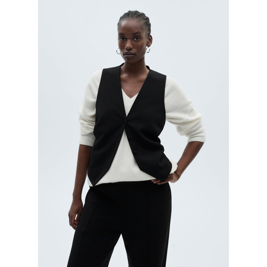 Straight Knit Trousers - Black