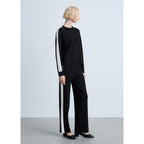 Pantalon Maille Rayure Contrastante - Black