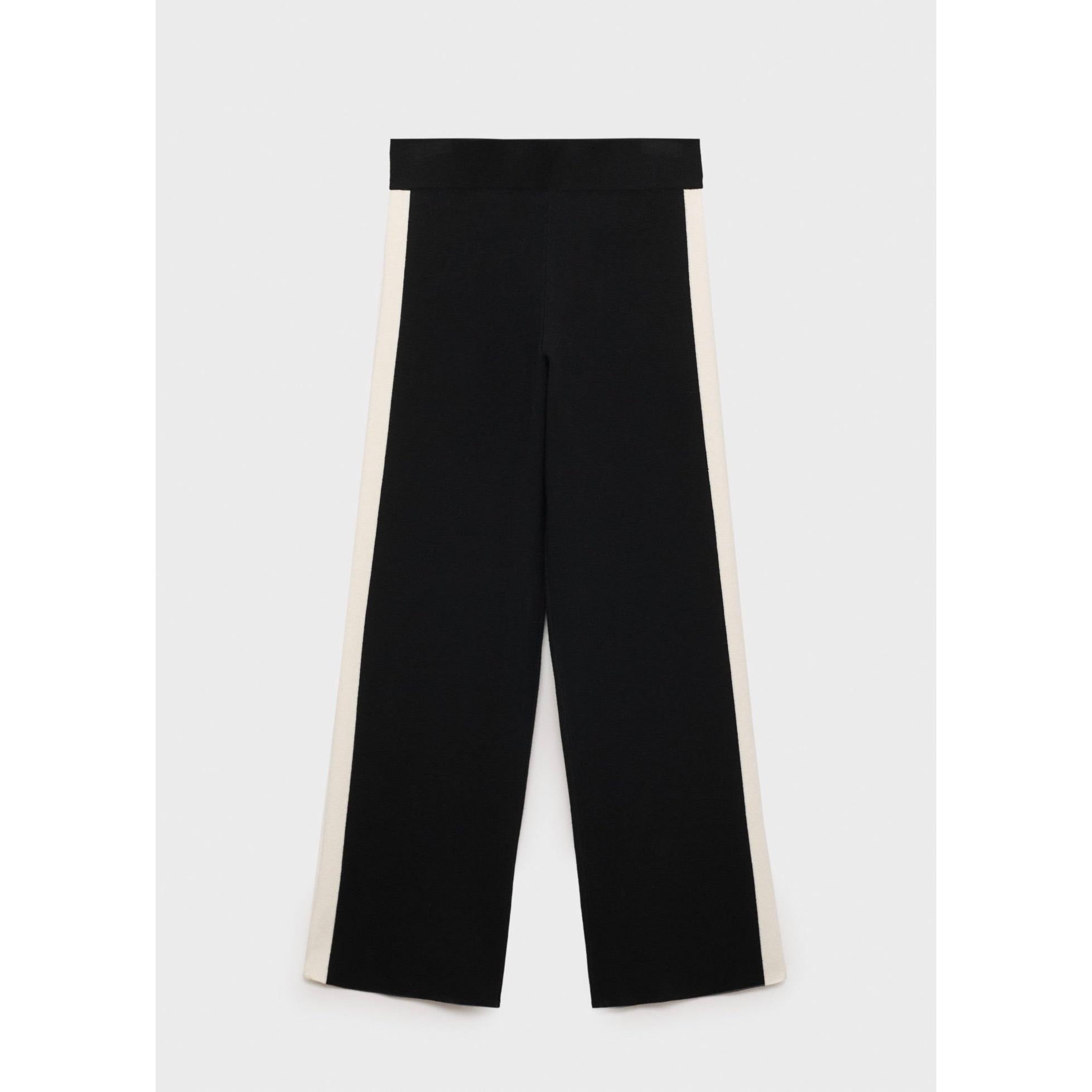 Pantalon Maille Rayure Contrastante - Black