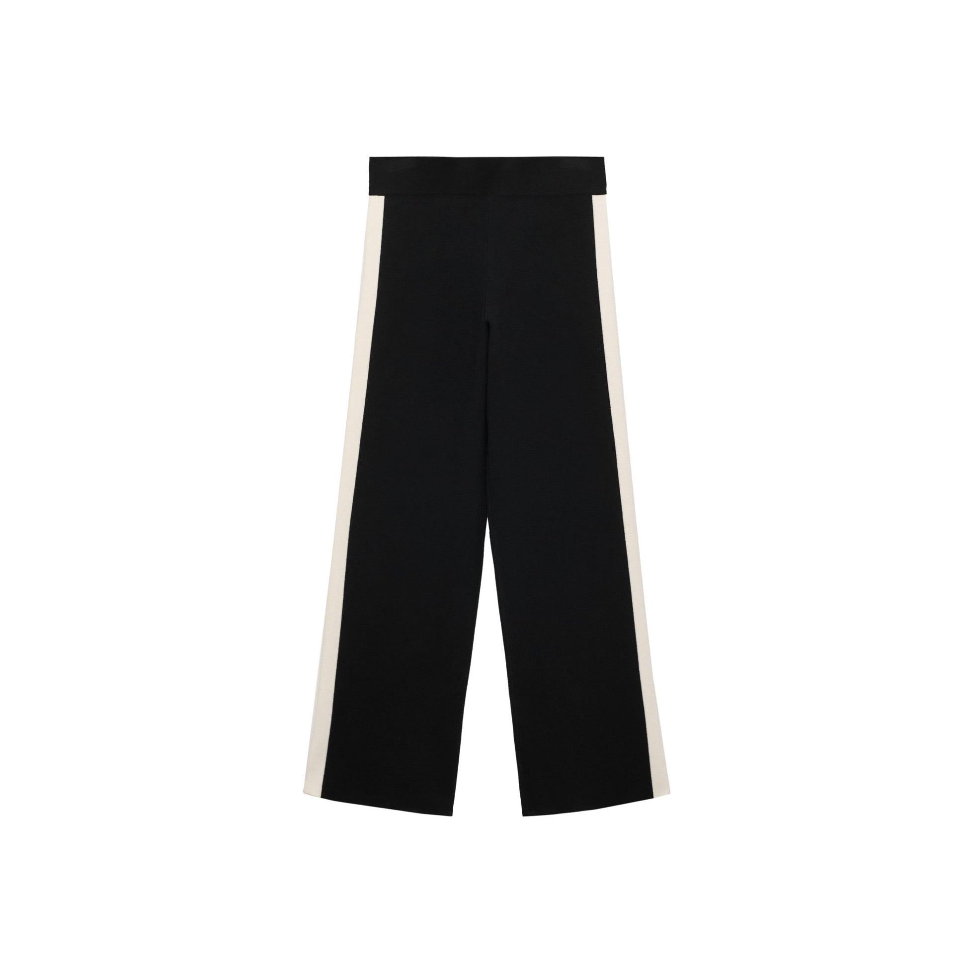 Pantalon Maille Rayure Contrastante - Black