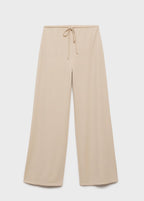 Wide-leg trousers with elasticated waist - Natural