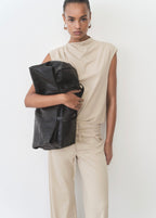 Wide-leg trousers with elasticated waist - Natural
