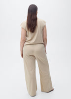 Wide-leg trousers with elasticated waist - Natural