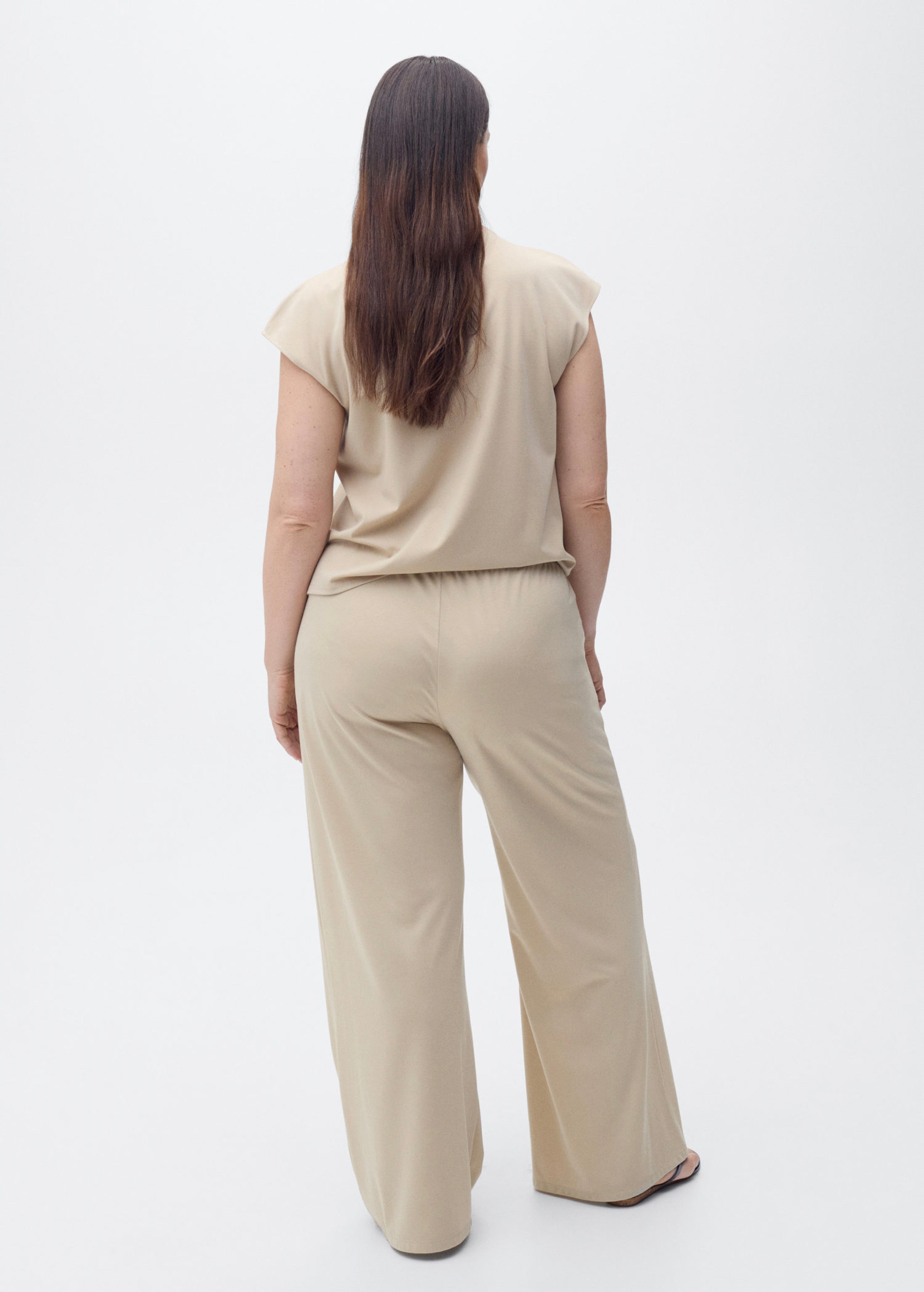 Wide-leg trousers with elasticated waist - Natural