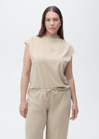 Wide-leg trousers with elasticated waist - Natural