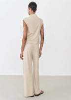 Wide-leg trousers with elasticated waist - Natural