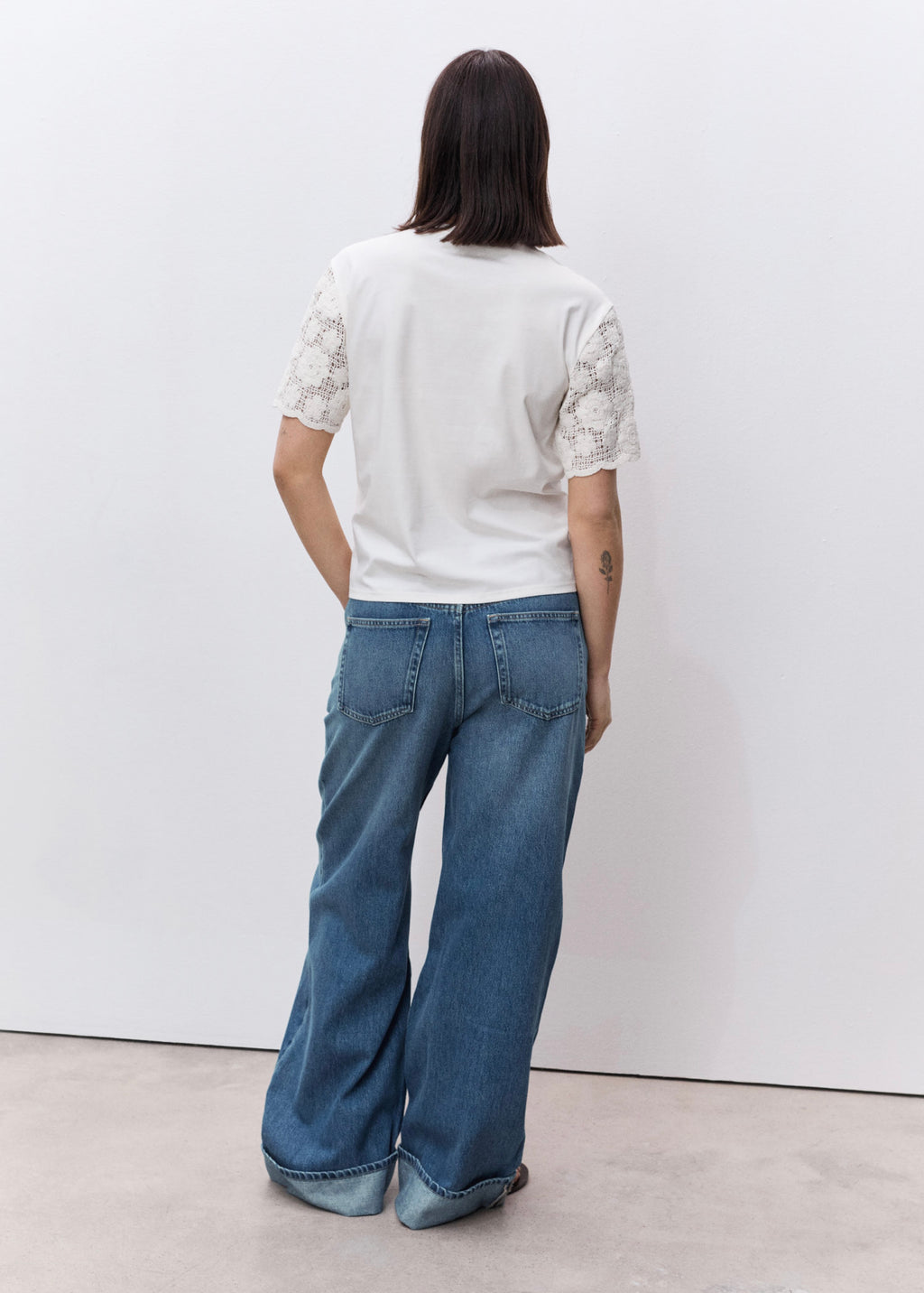 T-Shirt Manches Crochet Prémaman - White
