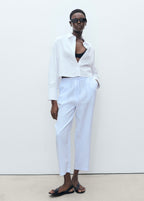 Straight Linen Trousers - Sky Blue