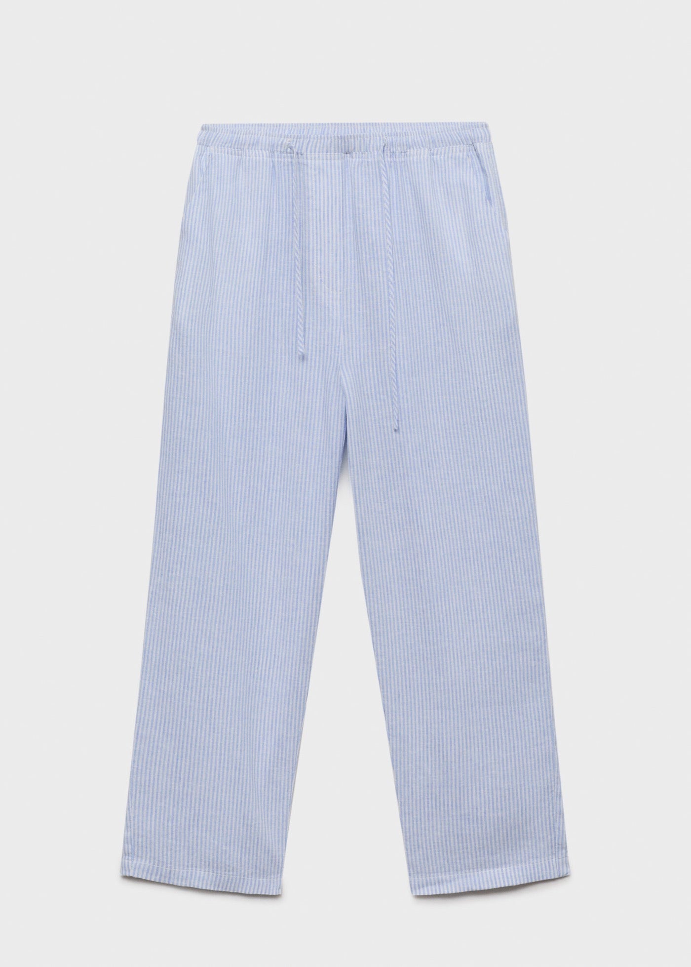 Straight Linen Trousers - Sky Blue