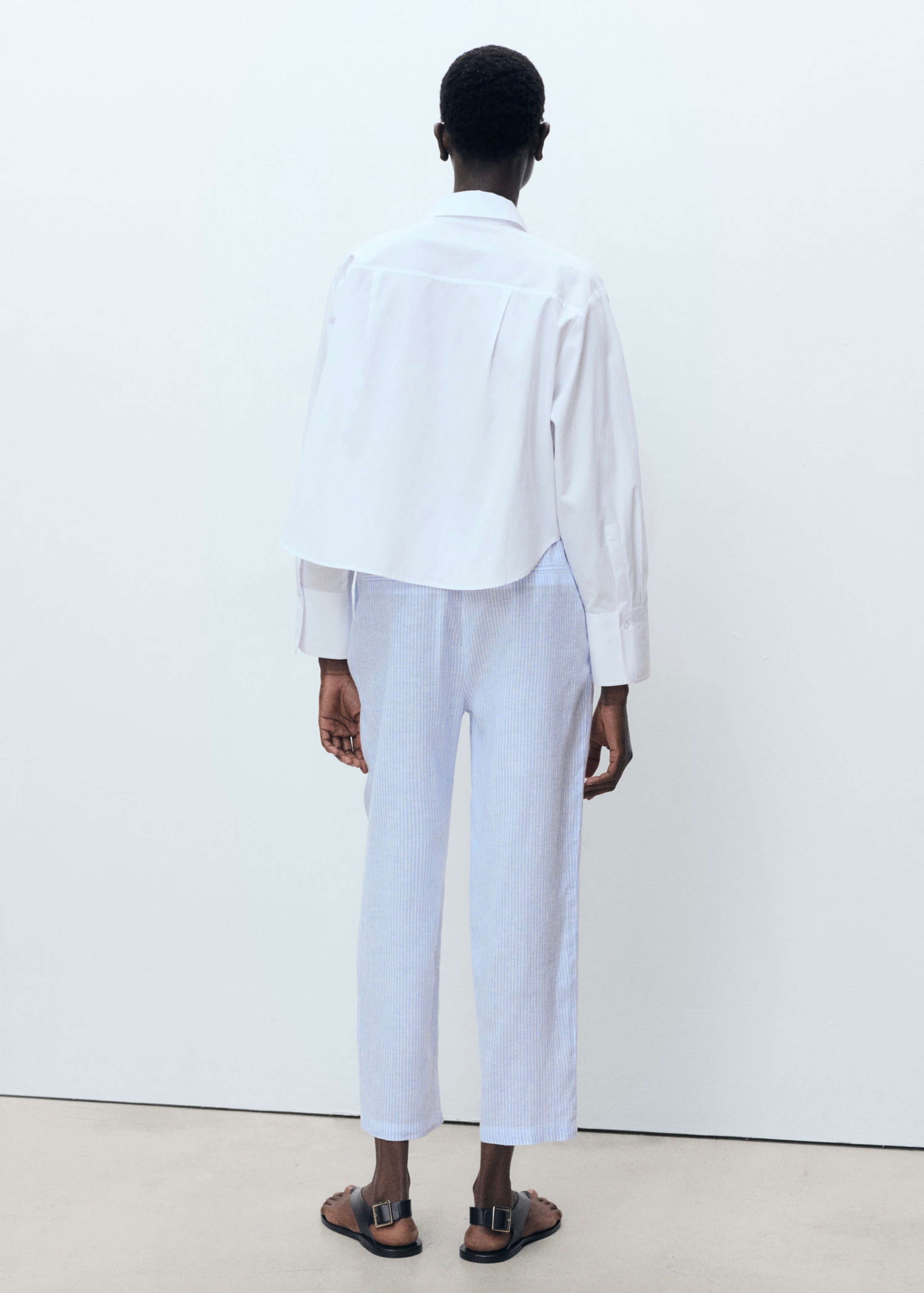 Straight Linen Trousers - Sky Blue