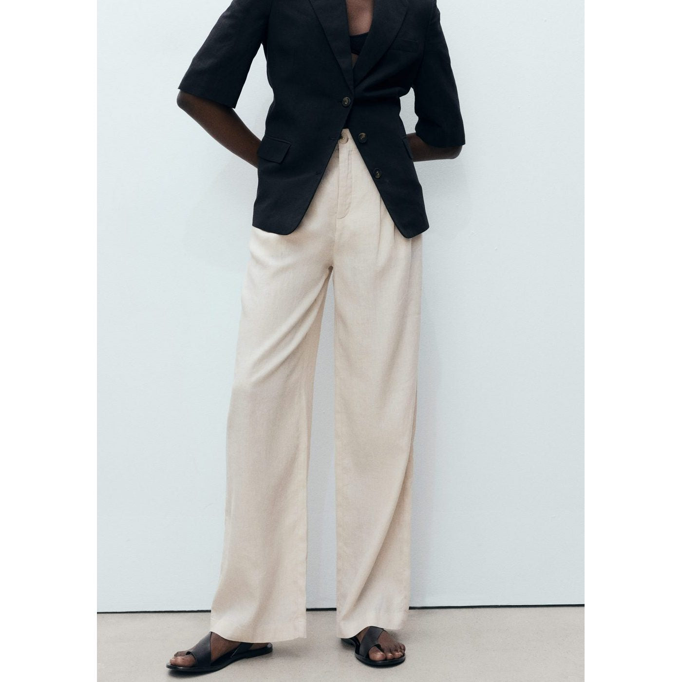 Pantalon Lin Bouton Écaille