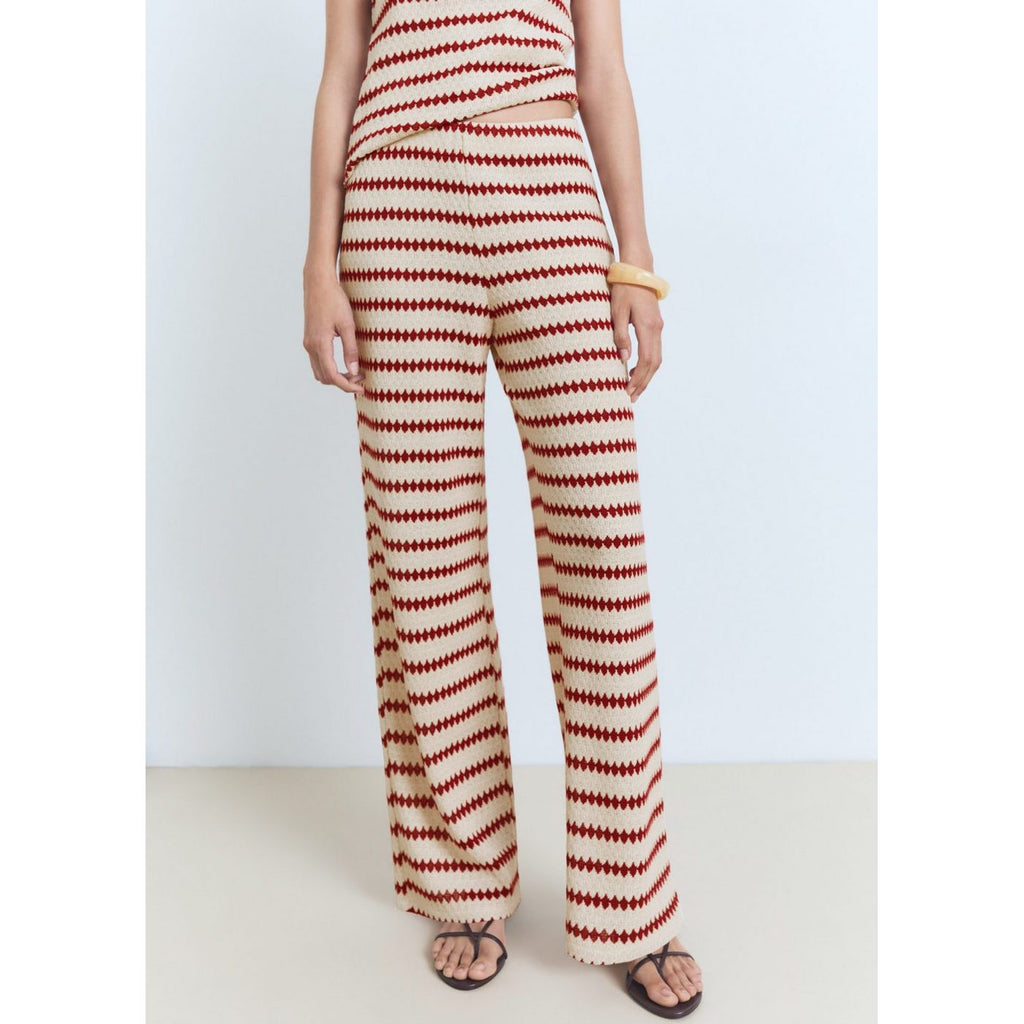 Pantalon Maille En Imprimé Géométrique