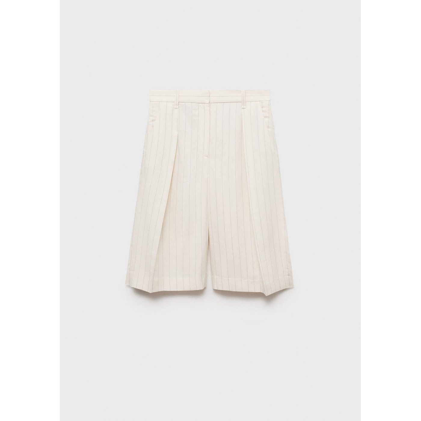 Striped Linen Blend Bermuda Shorts