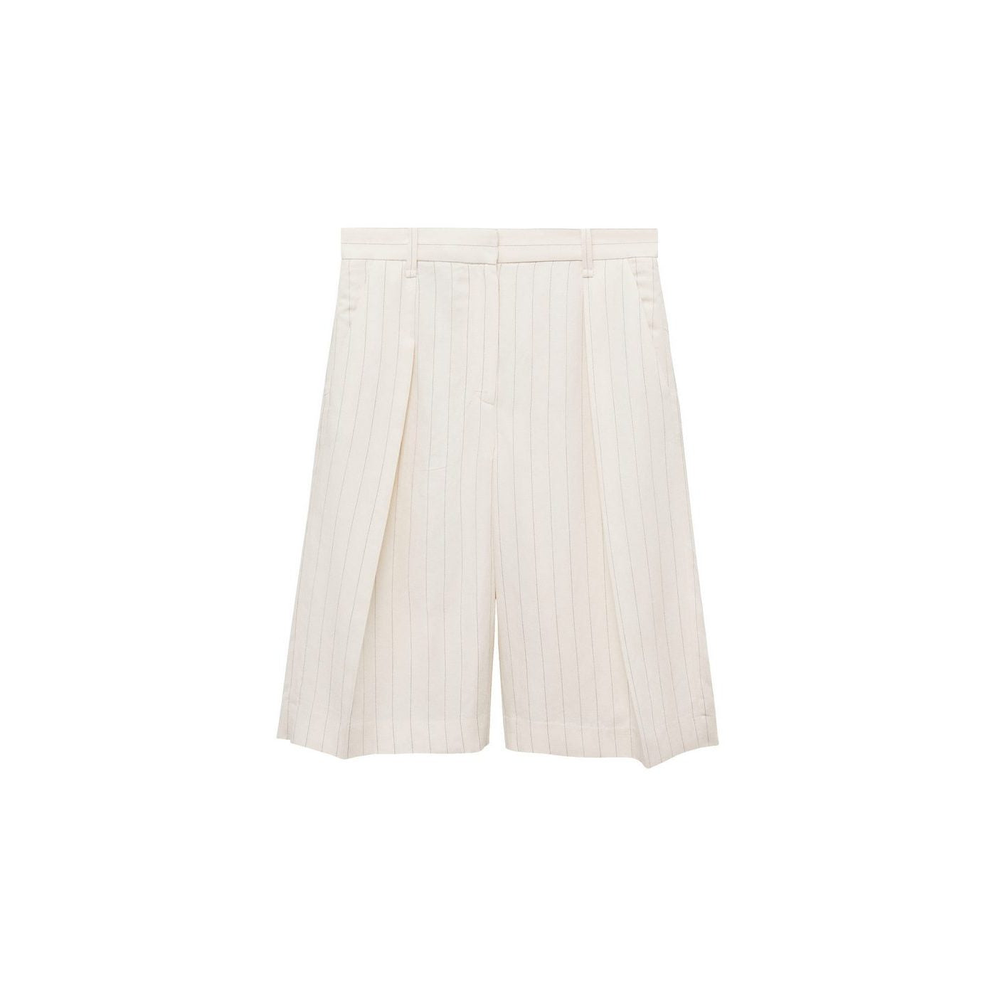 Striped Linen Blend Bermuda Shorts