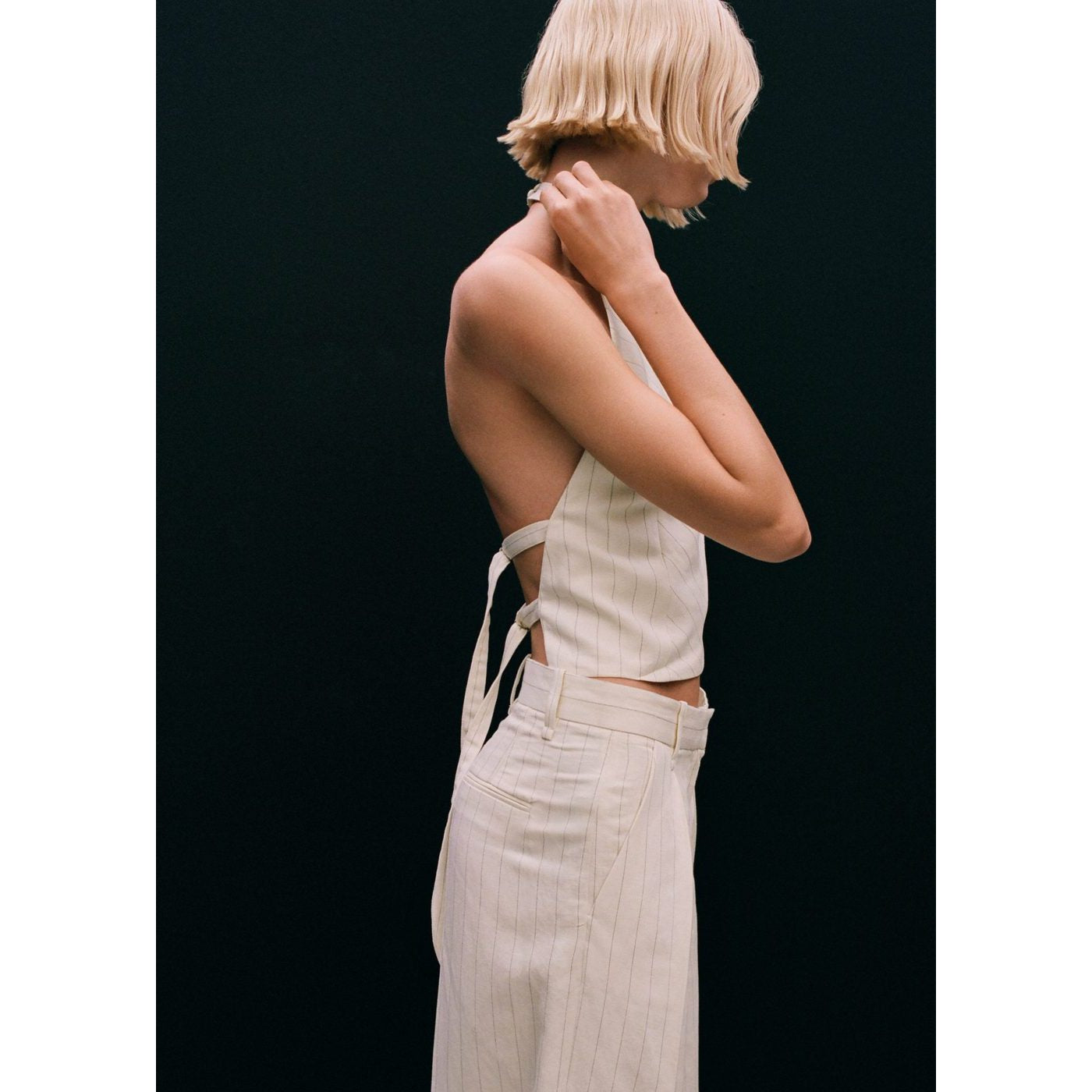 Striped Linen Blend Bermuda Shorts