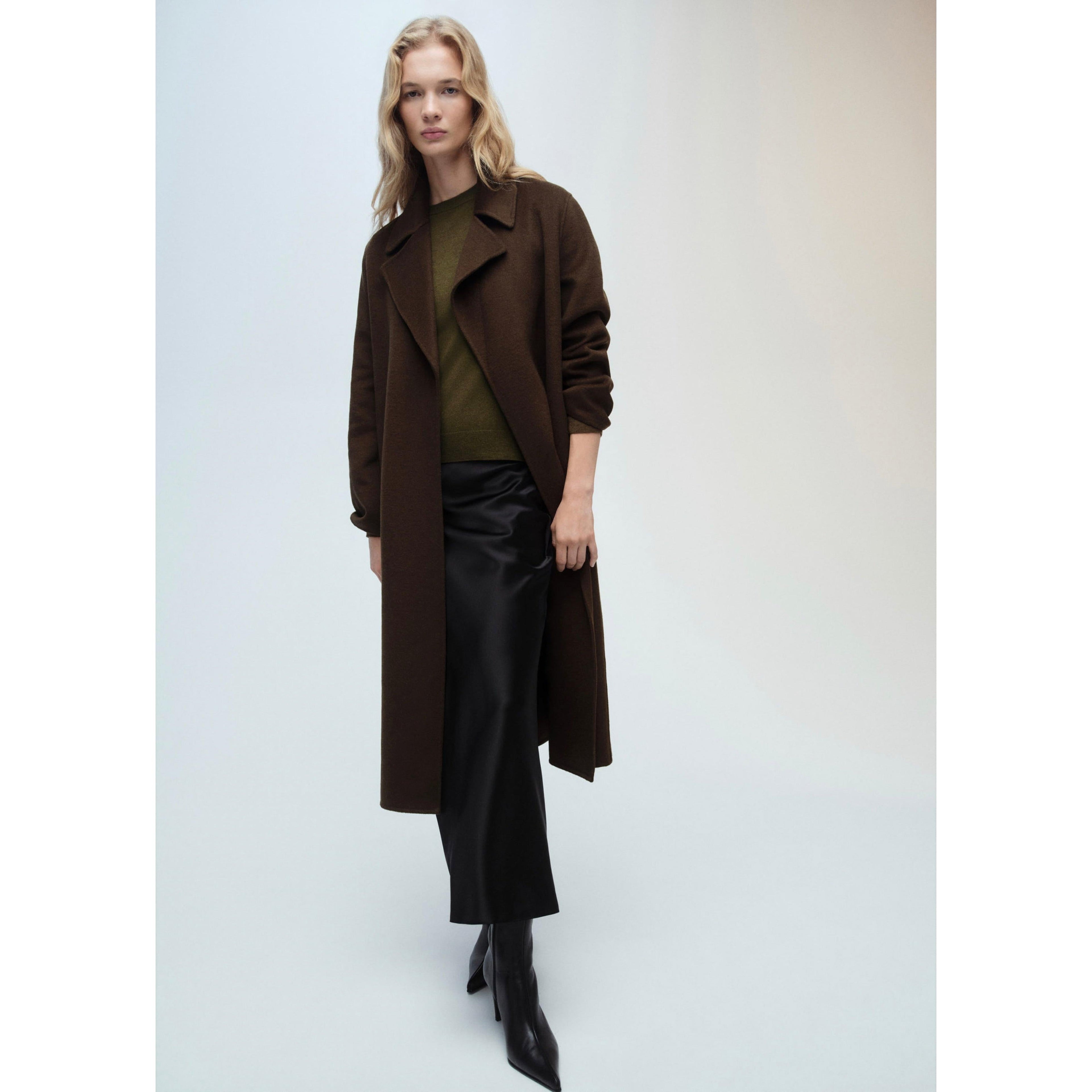 Round Neck Wool Blend Sweater - Khaki