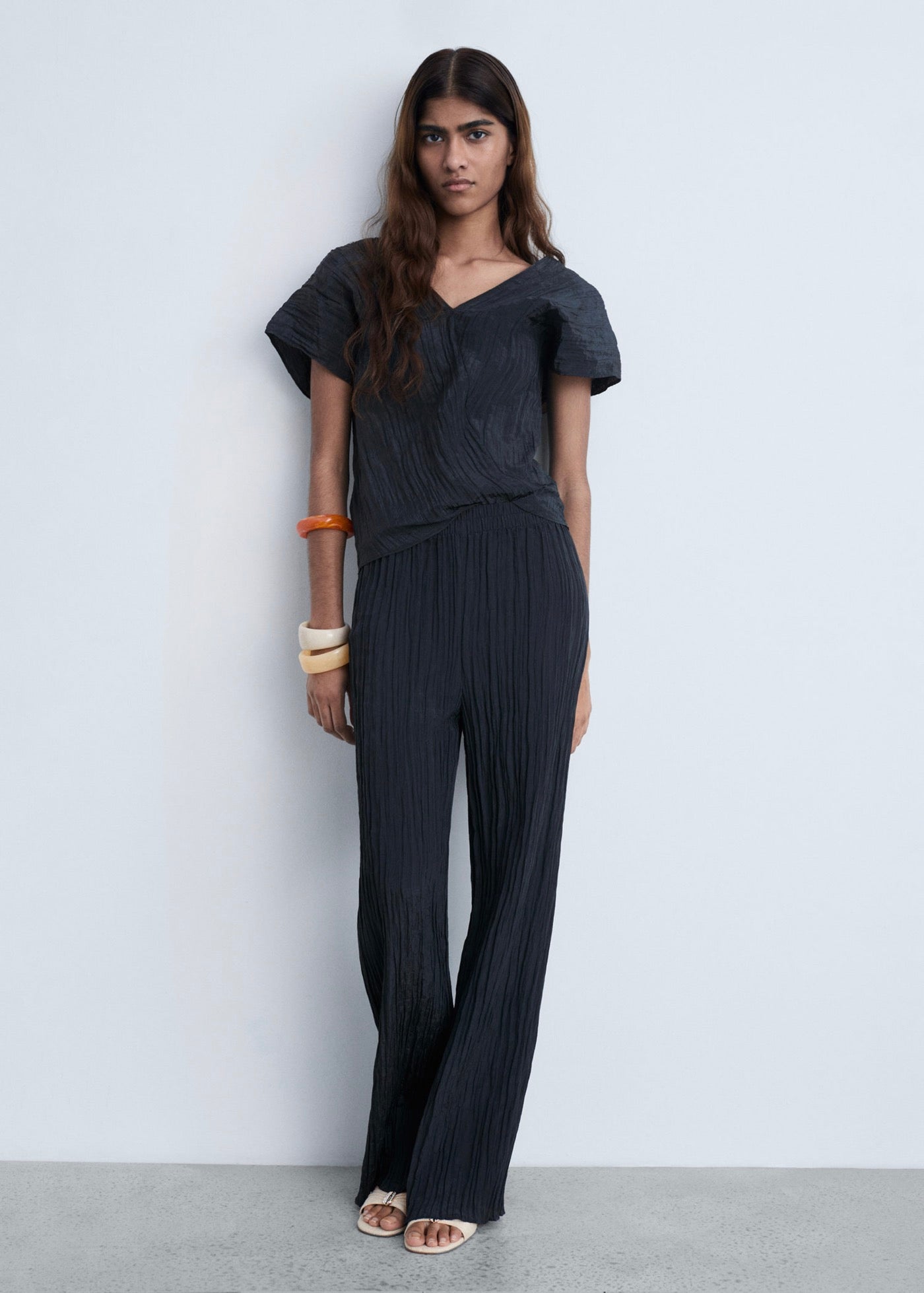 Pantalon Droit Plissé - Blue