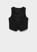 Gilet De Costume À Fines Rayures - Black