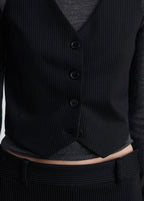 Gilet De Costume À Fines Rayures - Black