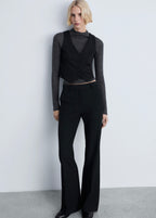 Gilet De Costume À Fines Rayures - Black