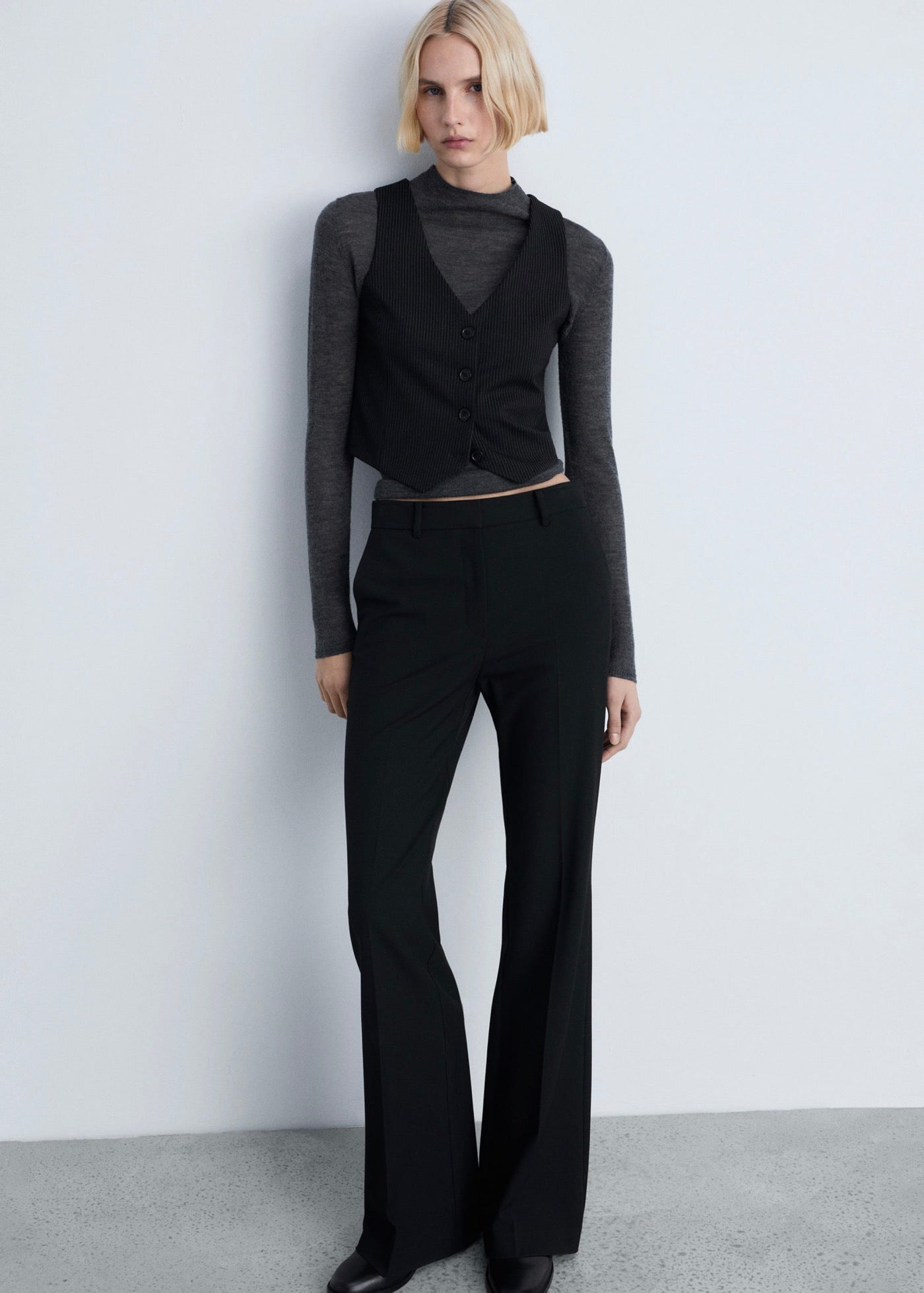 Gilet De Costume À Fines Rayures - Black