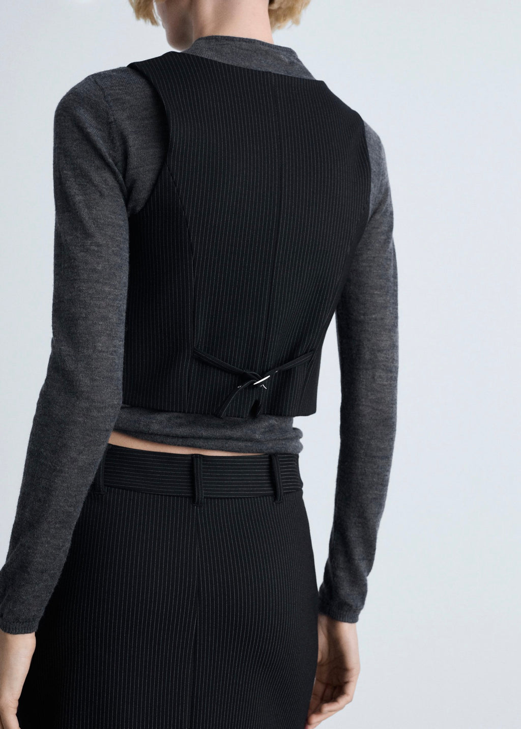 Gilet De Costume À Fines Rayures - Black