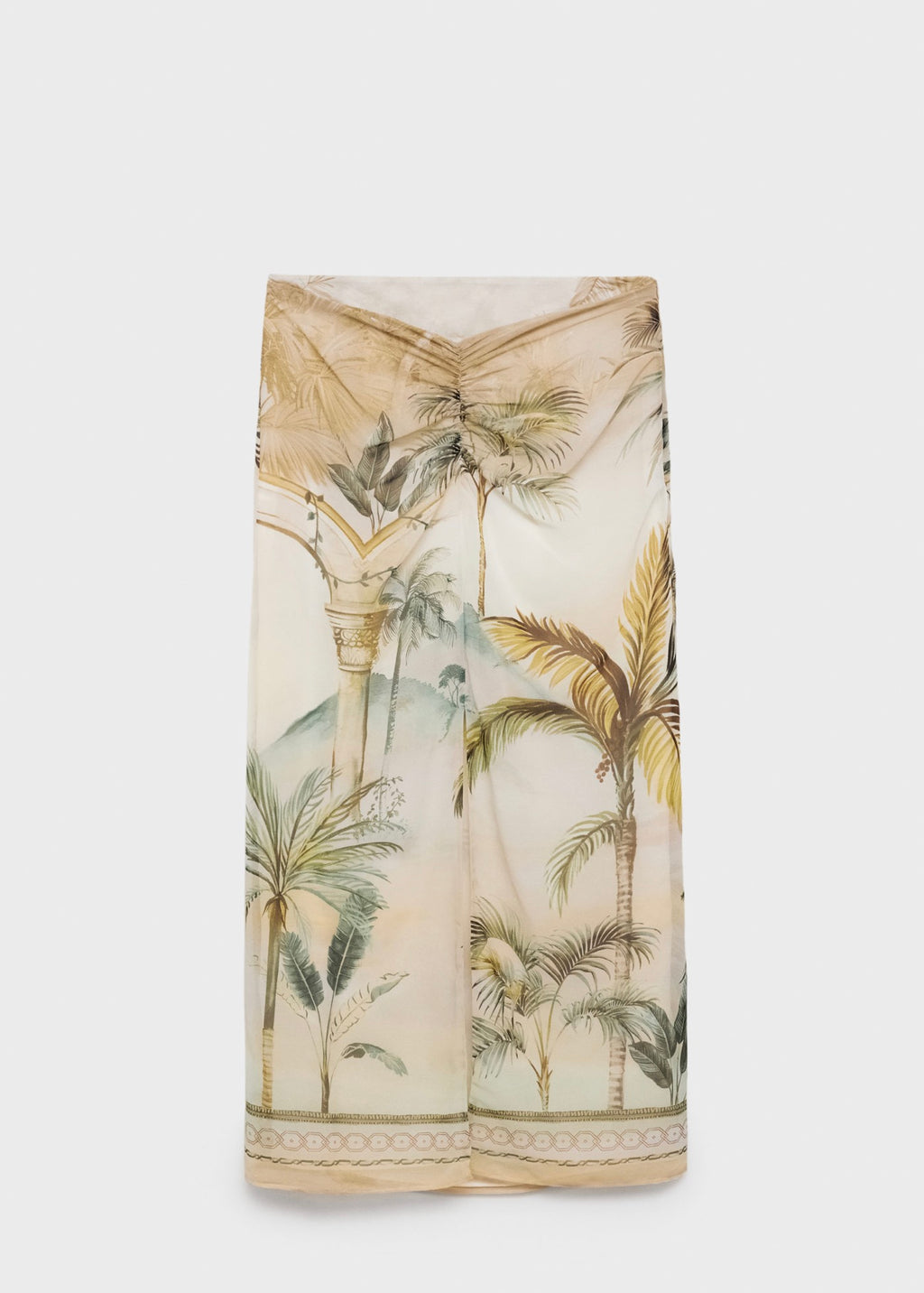 Jupe Droite Imprimé Tropical
