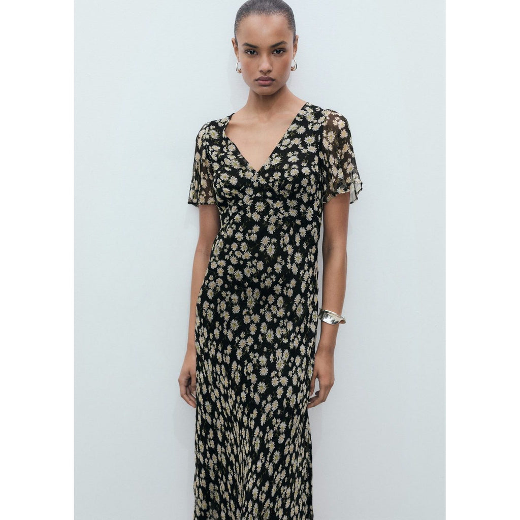 Robe Midi Droite À Imprimé Fleuri
