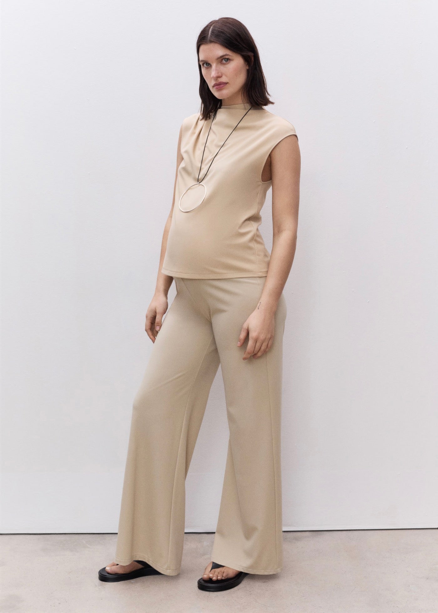 Prémaman Wide Leg Pants - Natural