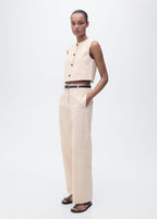 Pantalon Coton Droit Taille Moyenne - Ecru
