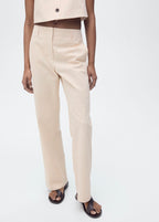 Pantalon Coton Droit Taille Moyenne - Ecru
