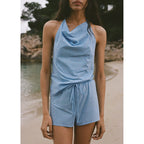 Rhinestone Shorts - Turquoise