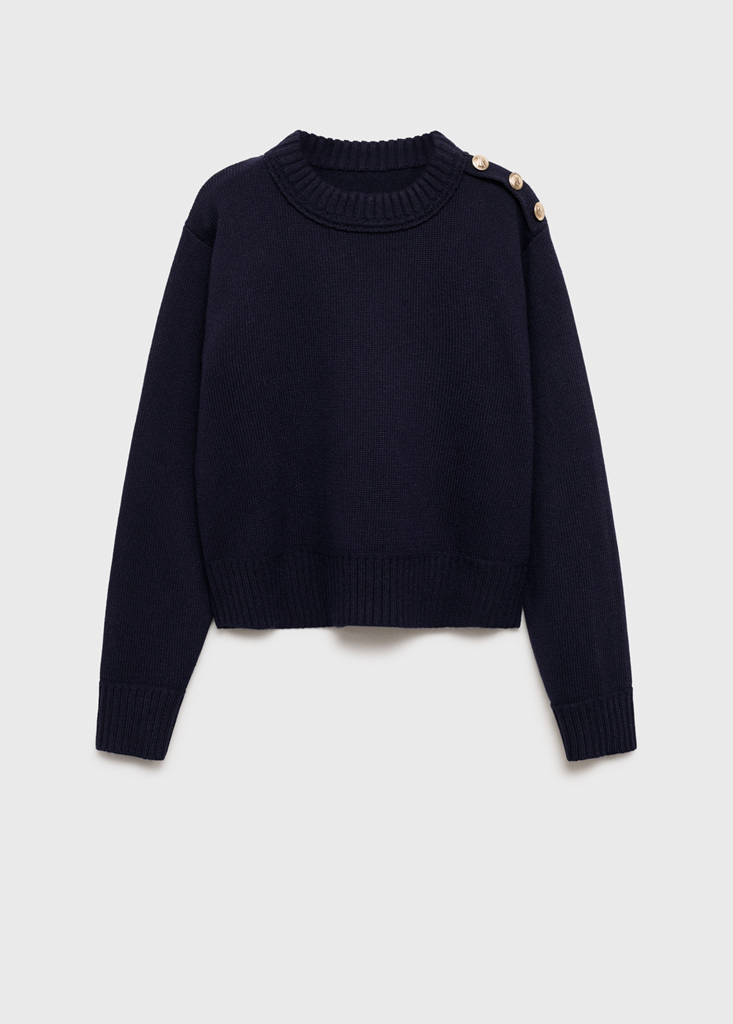 Strikket pullover med smykkeknapper