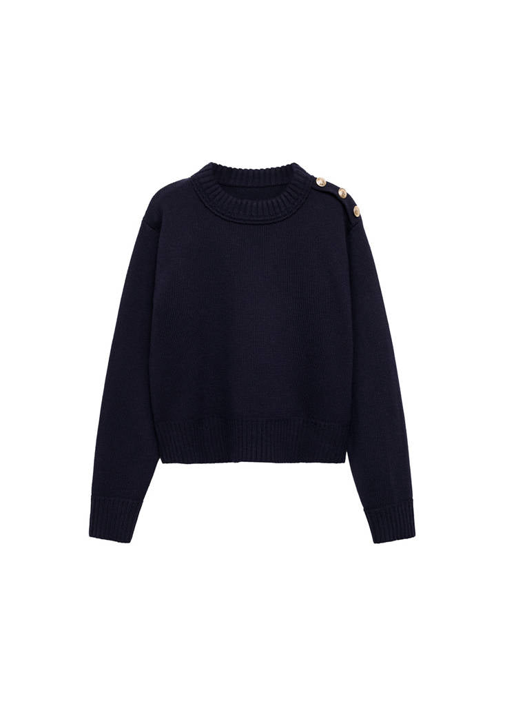 Strikket pullover med smykkeknapper