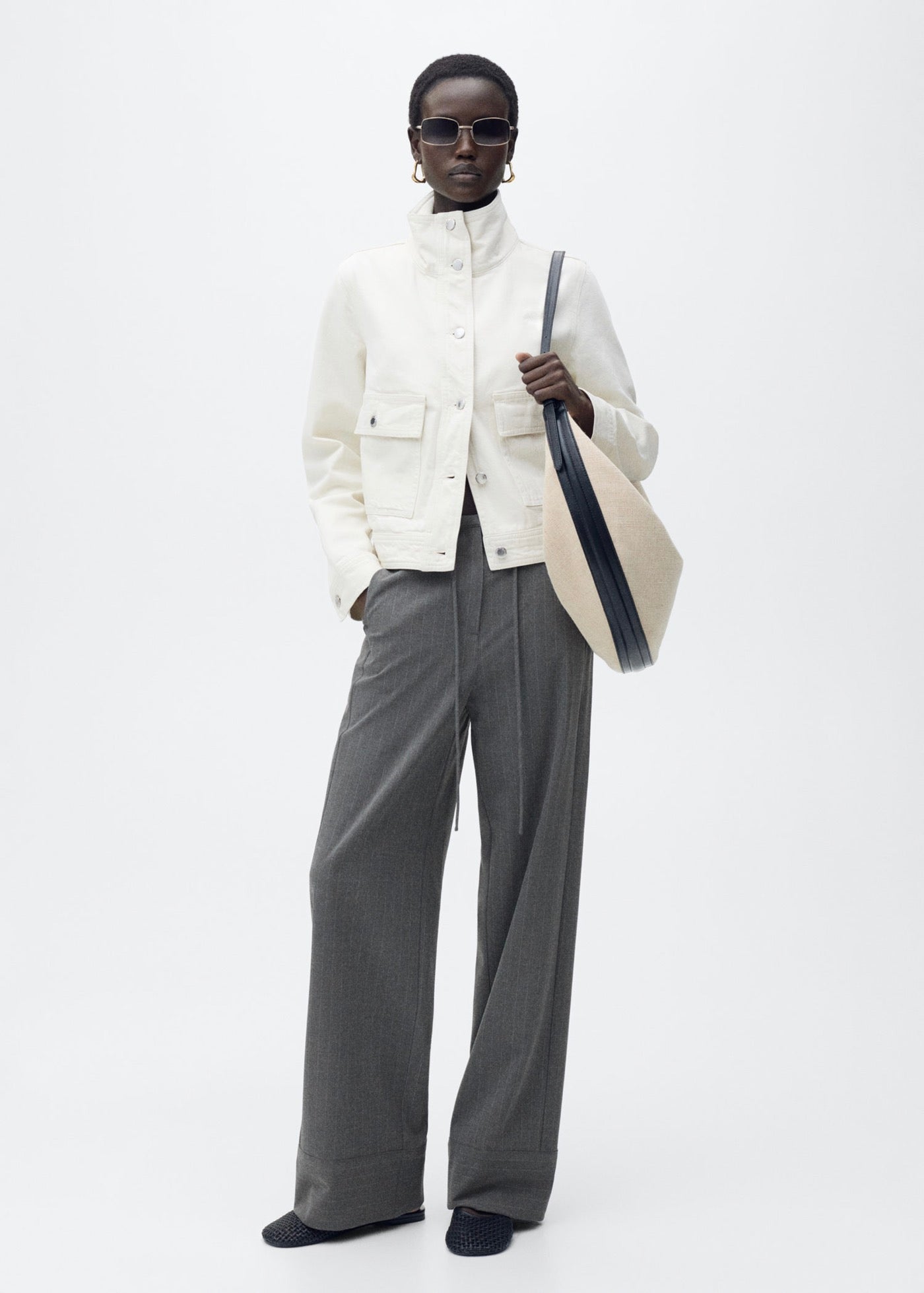Pantalon Droit Fines Rayures - Grey