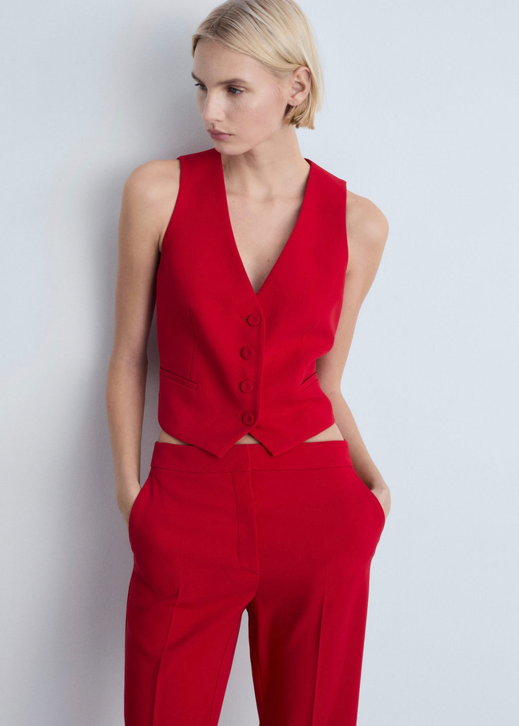 Gilet Costume Boutons - Red