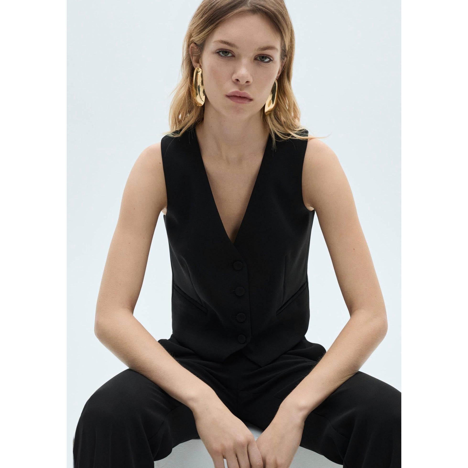 Gilet Costume Boutons - Black