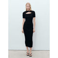 Ribbed Midi Dress With Opening Neckline