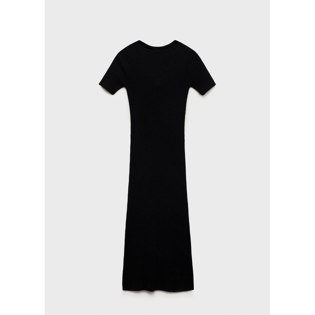 Ribbed Midi Dress With Opening Neckline