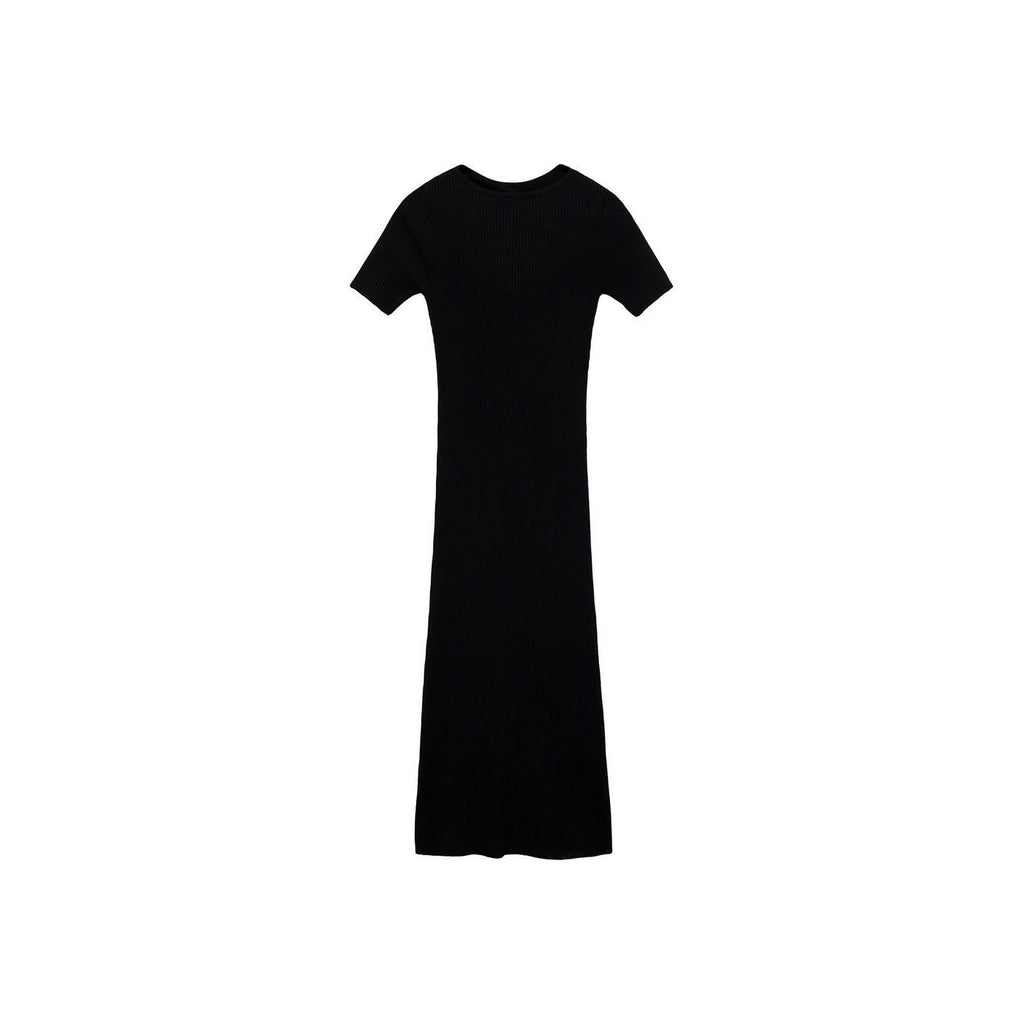 Ribbed Midi Dress With Opening Neckline
