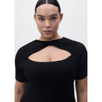 Ribbed Midi Dress With Opening Neckline