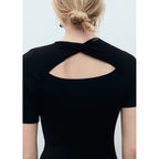 Ribbed Midi Dress With Opening Neckline