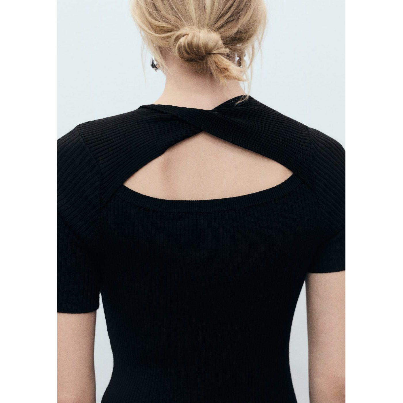 Ribbed Midi Dress With Opening Neckline