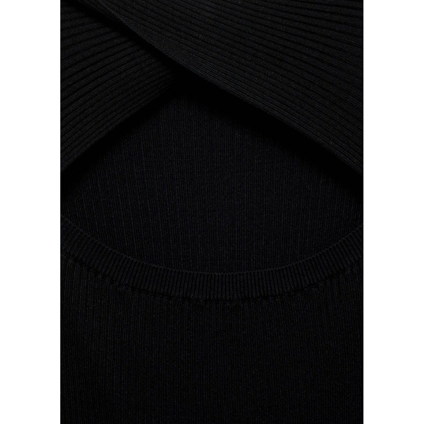 Ribbed Midi Dress With Opening Neckline