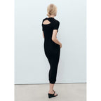 Ribbed Midi Dress With Opening Neckline